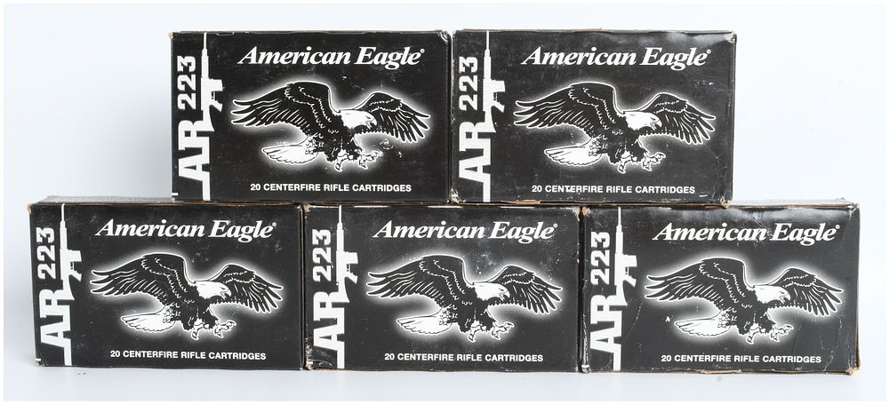 Lot 394: A Lot of 100 Rounds of Federal American Eagle AE223J .223 Remington Ammunition