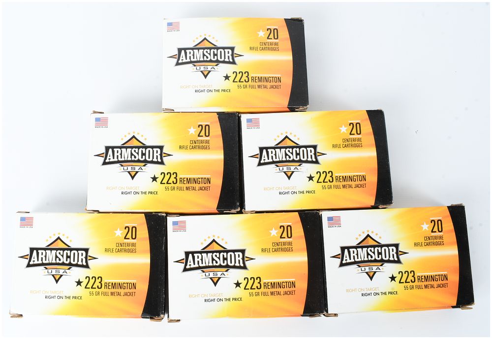 Lot 406: A Lot of 120 Rounds of Armscor USA .223 Remington 55 Grain FMJ Ammunition