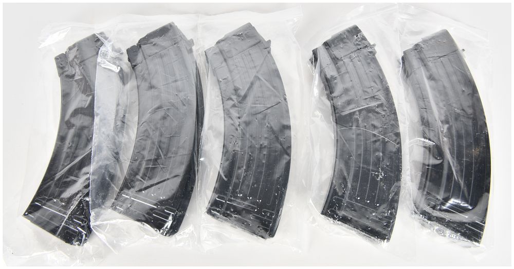 Lot 413: A Lot of 5 AK-Pattern 30-Round Steel Magazines 7.62x39mm