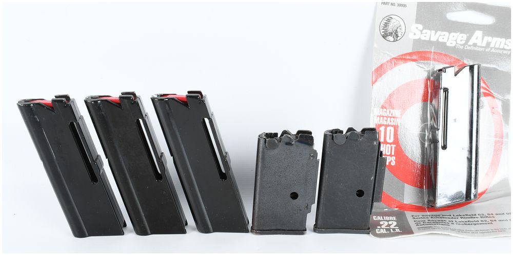 Lot 434: A Lot of 6 Savage Arms .22 LR Rimfire Magazines