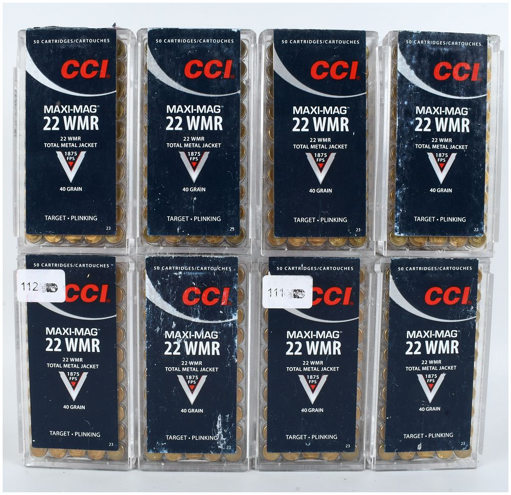 Lot 544: A Lot of 400 Rounds of CCI Maxi-Mag .22 WMR Rimfire Ammunition