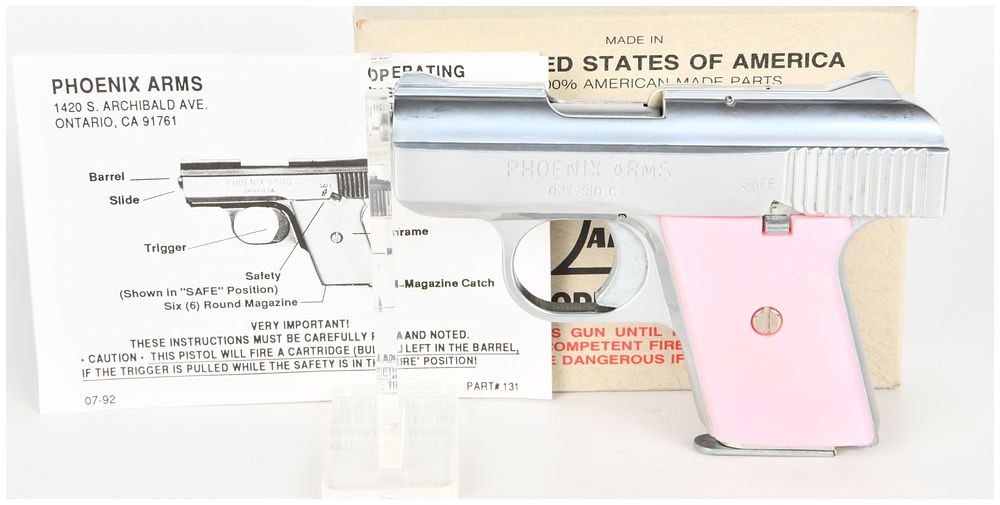 Lot 594: Phoenix Arms Model Raven Semi-Automatic Pocket Pistol .25 Auto with 2.4 Inch Barrel