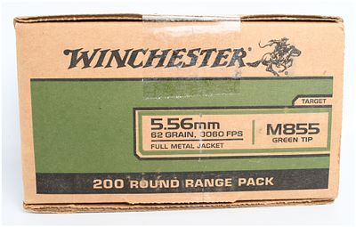 Winchester M855 Ammunition 5.56x45mm NATO 200 Rounds. This lot consists of a total of 200 rounds 