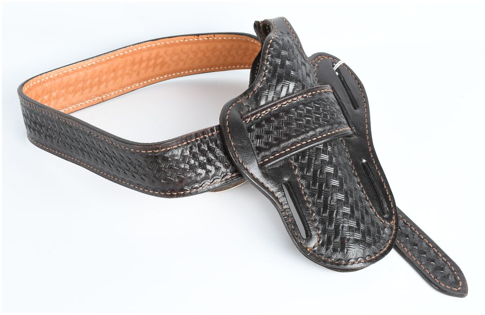 Lot 1088: A Roy's leather goods Basketweave Leather Belt and Holster