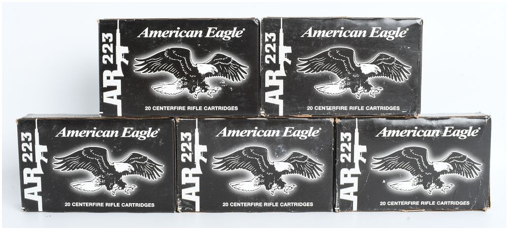 Lot 1093: A Lot of 100 Rounds of Federal American Eagle AR 223 Remington Ammunition .223 Rem
