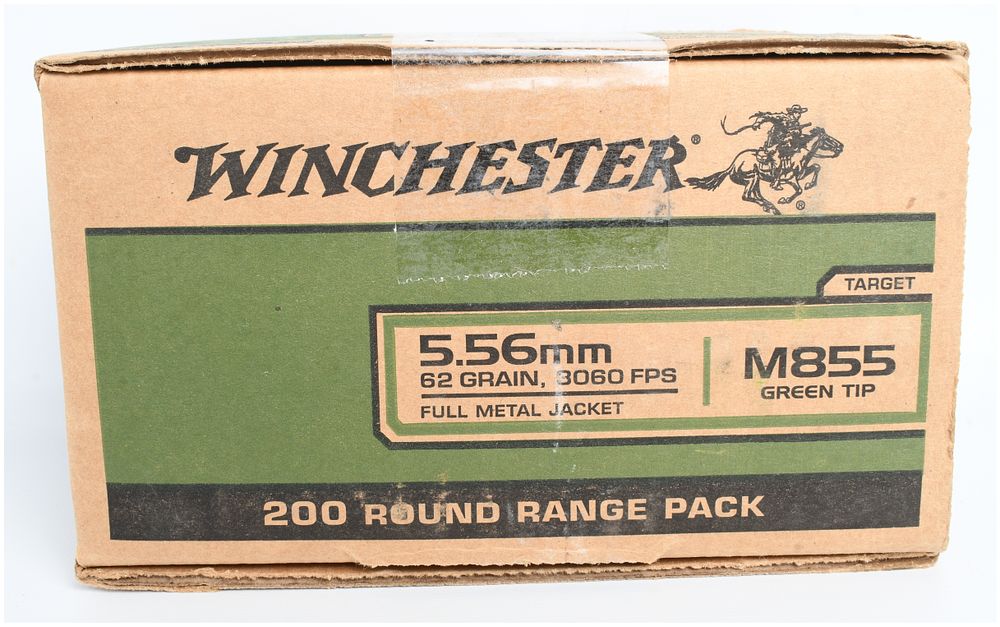 Lot 1114: Winchester M855 200 Round Range Pack Ammunition 5.56mm 2022