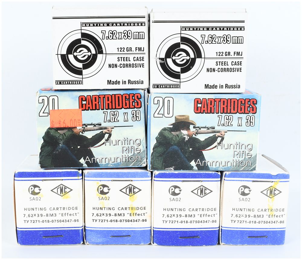 Lot 1168: A Lot of 160 Rounds of Russian 7.62x39mm Ammunition