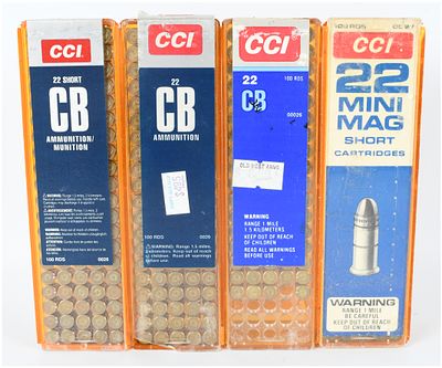 A Lot of 374 Rounds of CCI .22 Caliber Rimfire Ammunition. This lot comprises a total of 374 