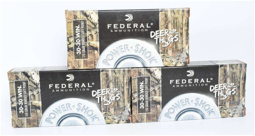 A Lot of 60 Federal Power-Shok Deer Thugs Ammunition .30-30 Win. This lot consists of 60 rounds 