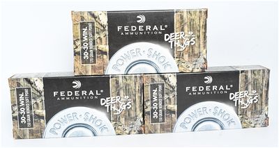 A Lot of 60 Federal Power-Shok Deer Thugs Ammunition .30-30 Win. This lot consists of 60 rounds 