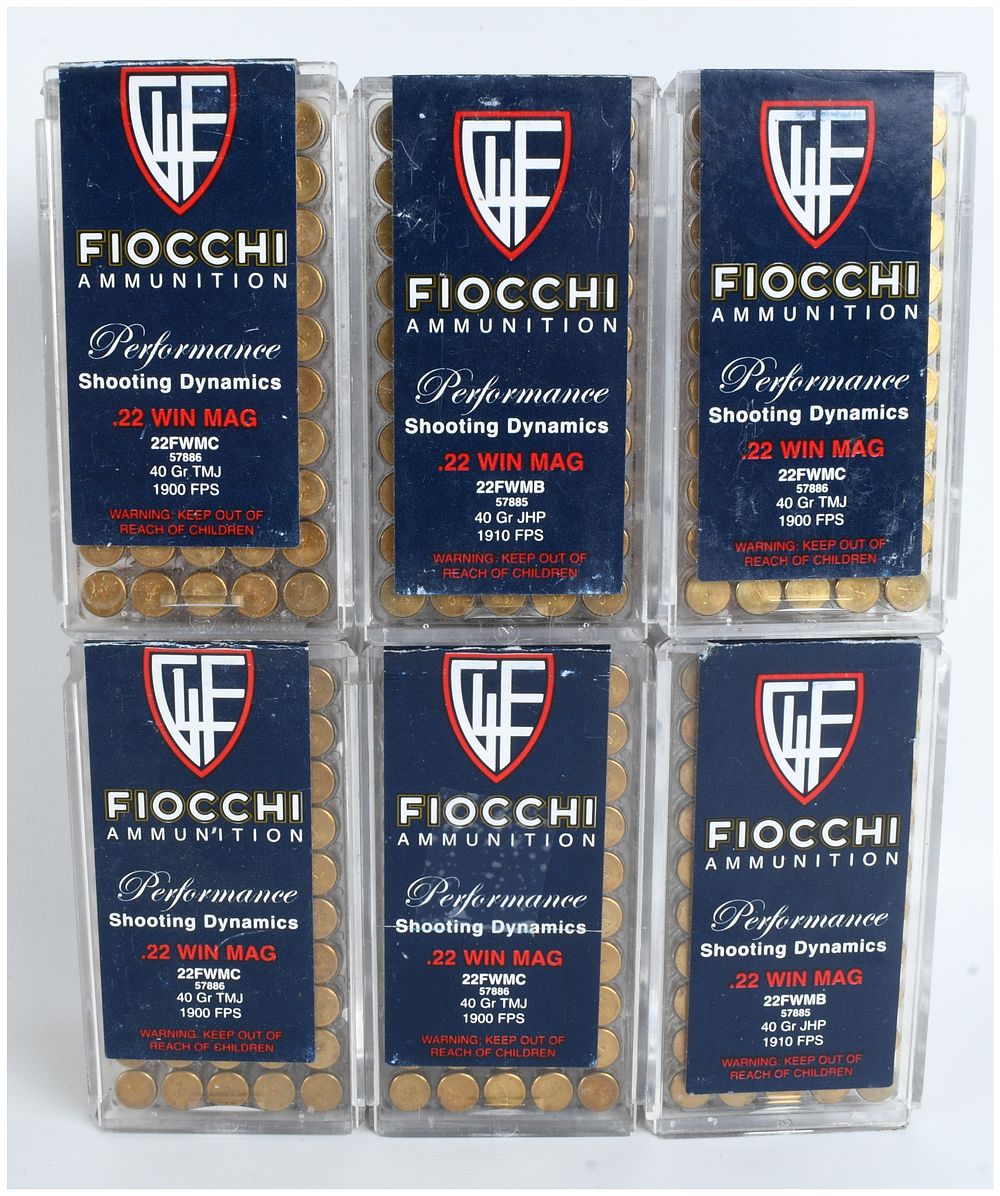 Lot 1183: A Lot of 300 Rounds of Fiocchi Performance Shooting Dynamics .22 Win Mag Ammunition