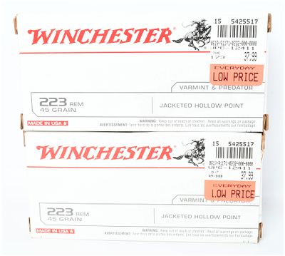 Winchester Varmint and Predator Ammunition .223 Remington 80 Rounds. This lot features a total 