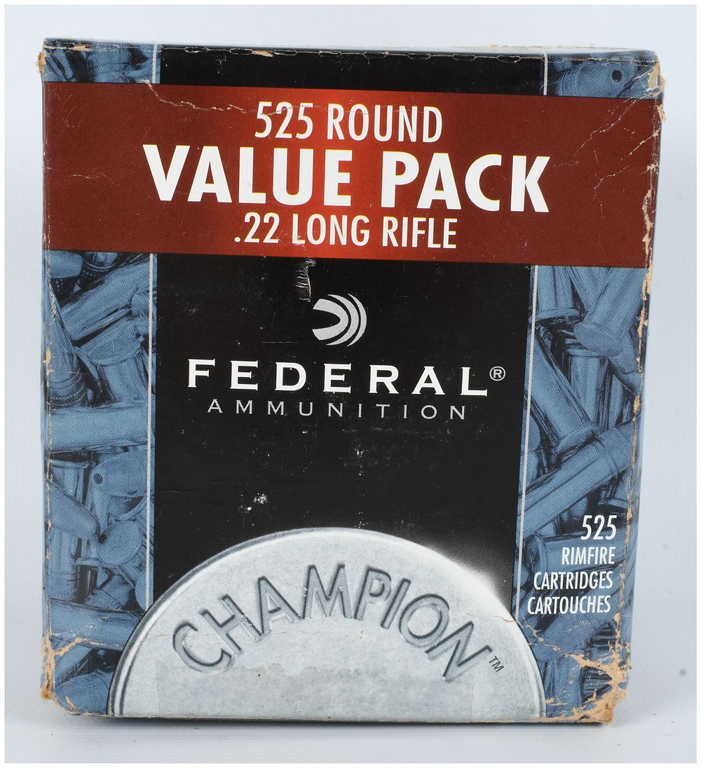 Lot 1201: A Lot of 525 Rounds Federal Champion Value Pack Ammunition .22 Long Rifle