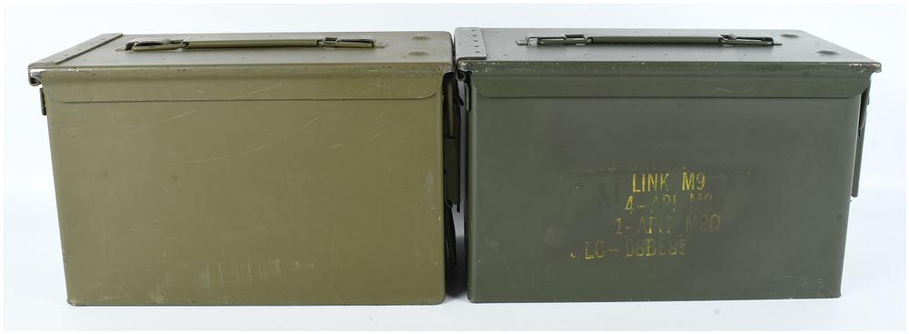Lot 1241: A Pair of US Military M2A1 Steel Ammunition Cans .50 Caliber
