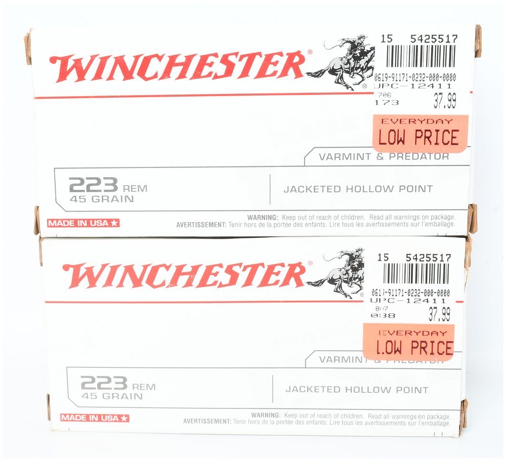 Lot 1243: A Lot of 80 Winchester Varmint & Predator .223 Remington Cartridges
