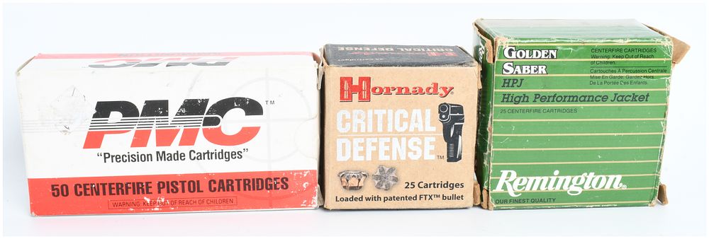 Lot 1249: A Lot of 100 Rounds of PMC, Hornady, and Remington .38 Super Auto and .38 Special Ammunition