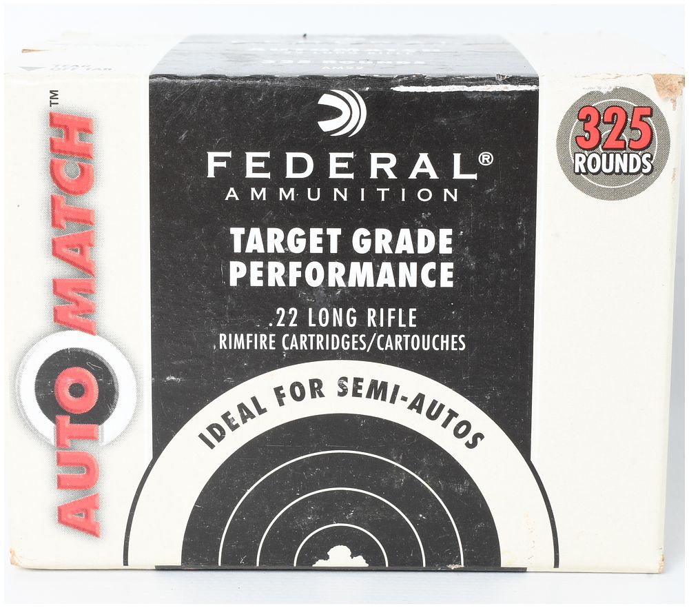 Lot 1252: A Lot of 325 Rounds of Federal AutoMatch Target Grade Performance Ammunition .22 Long Rifle