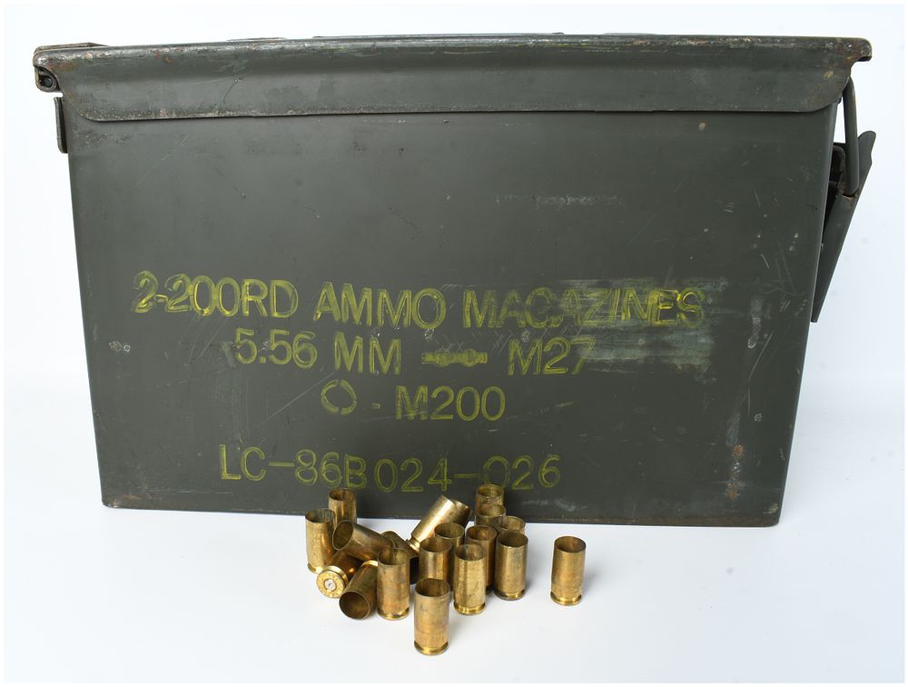 Lot 1276: A Large Metal Ammunition Can Containing Bulk .40 S&W Empty Brass Casings