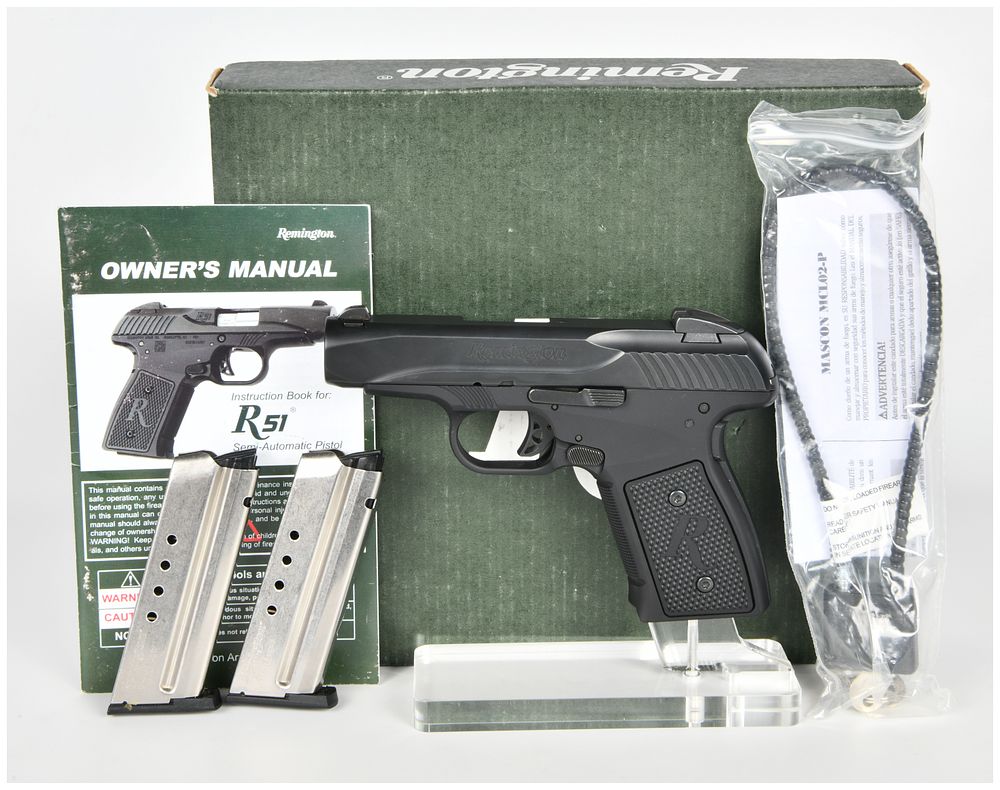 Lot 1299: Remington R51 Semi-Automatic Pistol 9mm Luger +P with 3.4 Inch Barrel