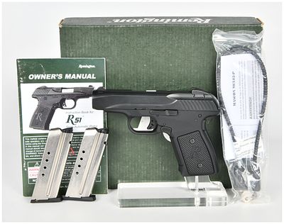 Remington R51 Semi-Automatic Pistol 9mm Luger +P with 3.4 Inch Barrel. This lot features a 