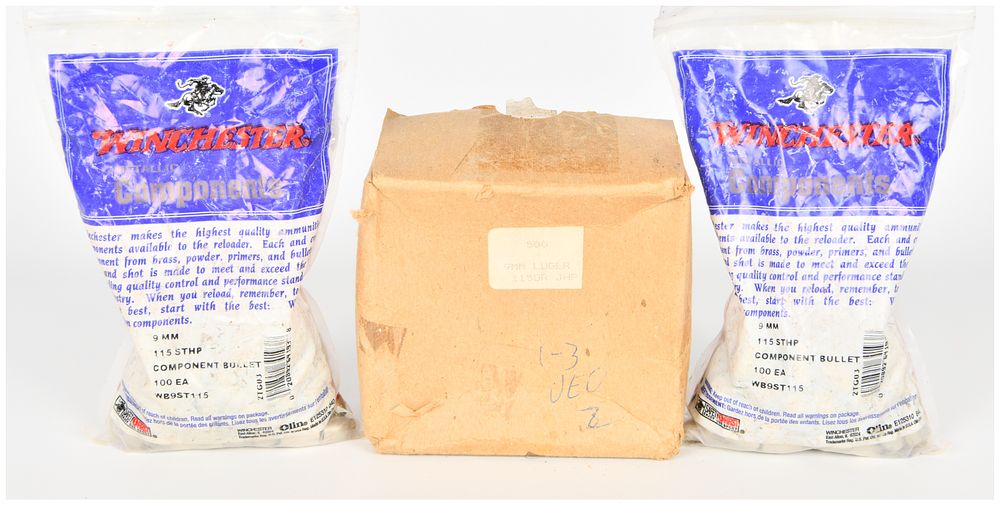 Lot 1325: A Lot of Approximately 600 Winchester and Assorted 9mm 115 Grain Component Bullets