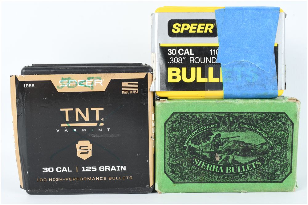 Lot 1366: A Lot of 150 Speer and Sierra .30 Caliber Bullet Tips For Reloading