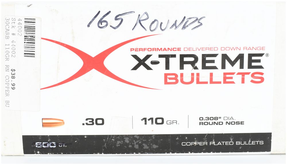 Lot 1426: A Lot of 165 X-Treme Bullets .30 Caliber 110 Grain Round Nose Bullet Tips
