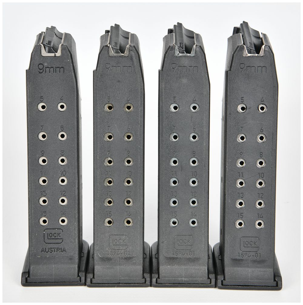 Lot 1442: A Lot of 4 Glock Model 19 15-Round 9mm Magazines
