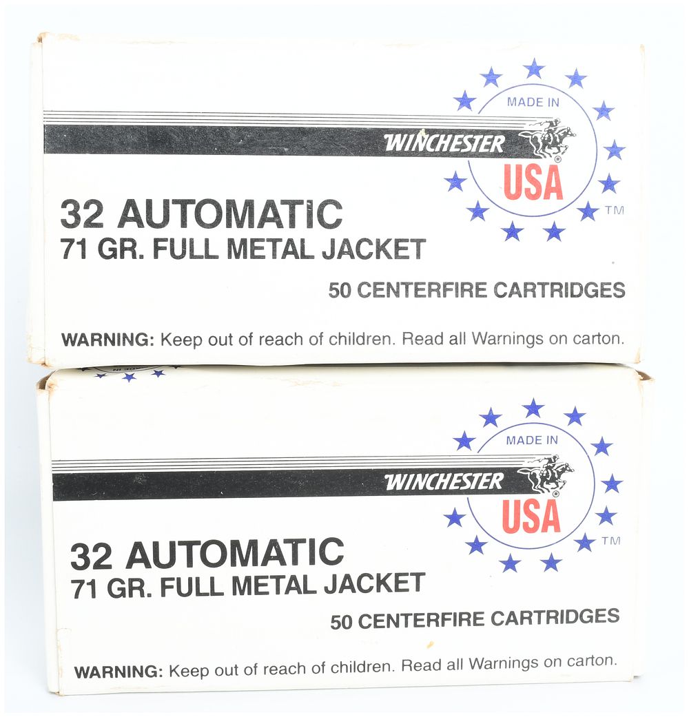 Lot 1447: A Lot of 100 Rounds of Winchester USA 32 Automatic Centerfire Ammunition