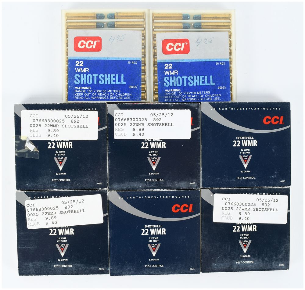 Lot 1450: A Lot of 160 Rounds of CCI .22 WMR Shotshell Ammunition