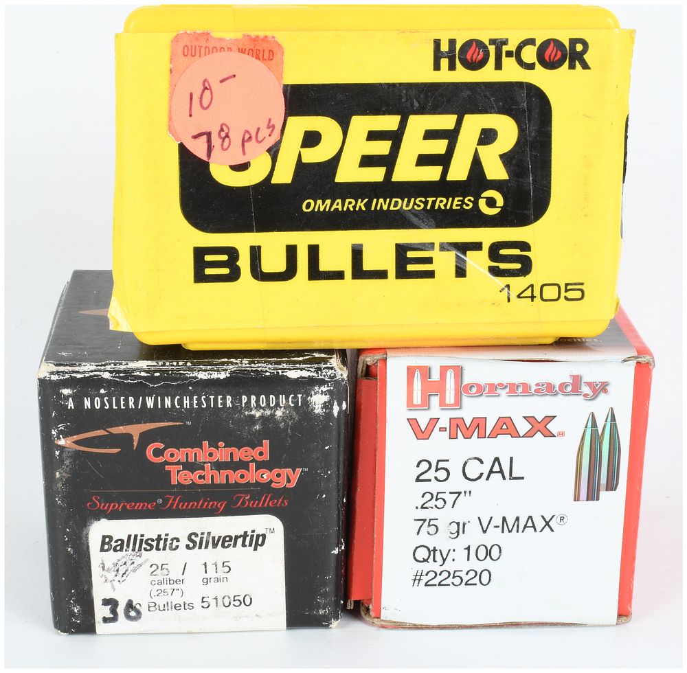 Lot 1456: A Lot of 236 .25 Caliber (.257) Reloading Bullets