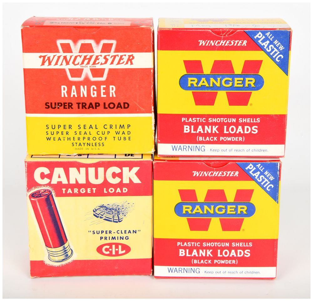 Lot 1568: A Collection of 4 Empty Winchester and C-I-L 12 Gauge Shotgun Shell Boxes