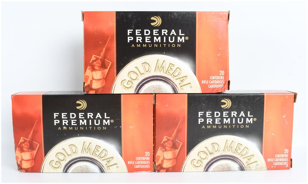 Lot 1582: A Lot of 60 Rounds of Federal Premium Gold Medal Match .308 Winchester Ammunition