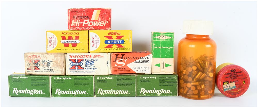 Lot 1597: A Lot of 600 Rounds of Remington Winchester and Western .22 Short Ammunition