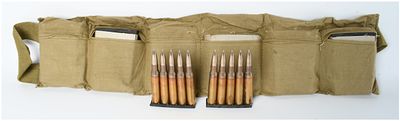 A Lot of 60 Rounds of .30-06 SPRG Ammunition on Clips with Canvas Bandolier. This lot consists 