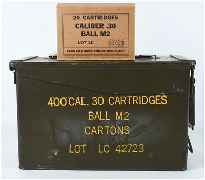 A Lot of 400 Lake City Army Ammunition Plant M2 Ball Cartridges .30-06 SPRG. This lot contains 