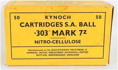 A Lot of 50 Kynoch Mark 7Z .303 British Ball Cartridges 1969. This lot features a full box of 50 