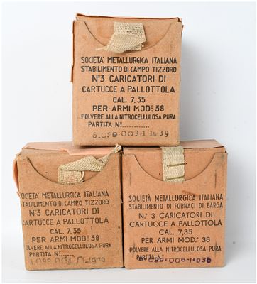A Lot of 54 Rounds of Societa Metallurgica Italiana Model 1938 Carcano Ammunition 7.35x51mm 1939. 