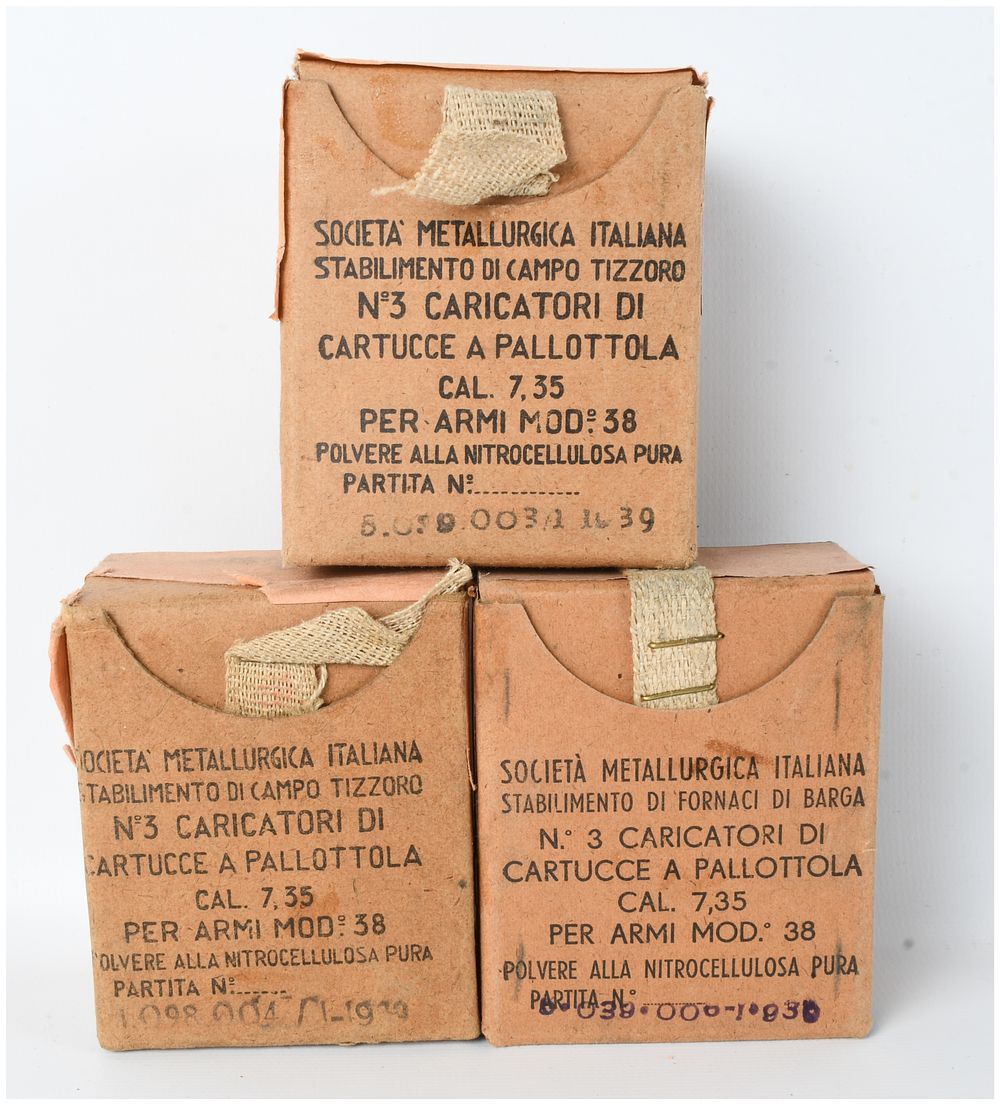 Lot 79: A Lot of 54 Rounds of Societa Metallurgica Italiana Model 1938 Carcano Ammunition 7.35x51mm 1939