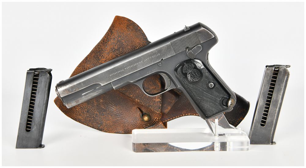 Lot 108: Husqvarna Model 1907 Semi-Automatic Pistol .380 ACP with 5 Inch Barrel