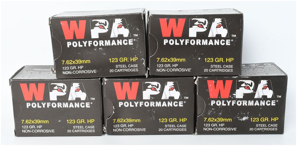 Lot 124: A Lot of 100 Rounds of Wolf WPA Polyformance Ammunition 7.62x39mm