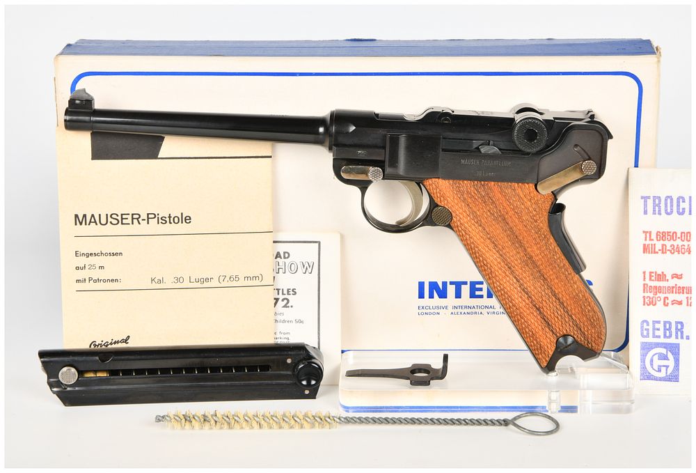 Lot 132: Mauser Parabellum Semi-Automatic Pistol .30 Luger with 6 Inch Barrel 1970