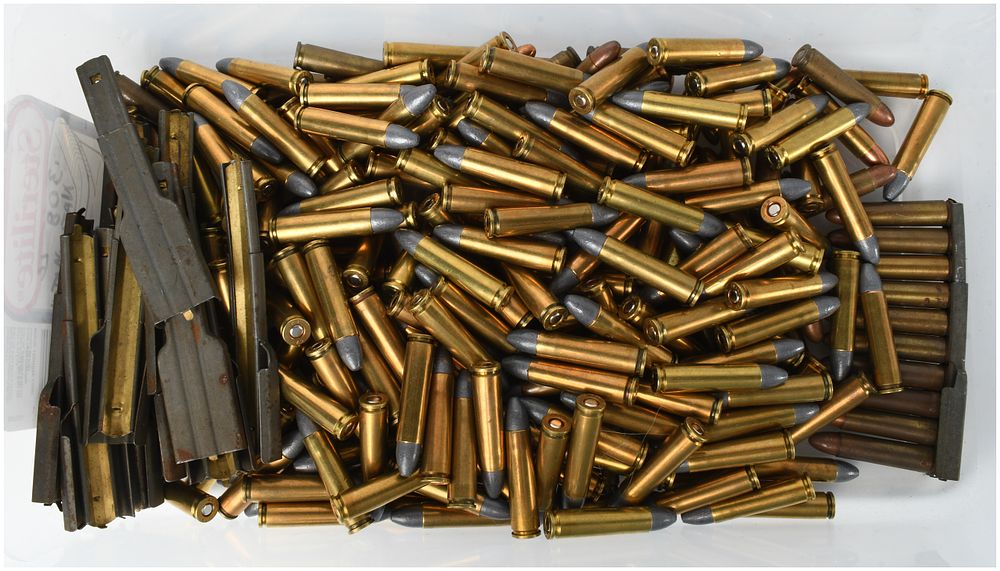 Lot 355: A Lot of 350 Rounds of .30 Carbine Ammunition with 15 Stripper Clips