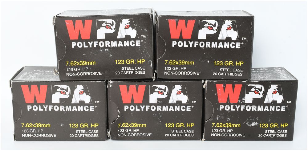 Lot 370: A Lot of 100 Rounds Wolf WPA Polyformance Ammunition 7.62x39mm
