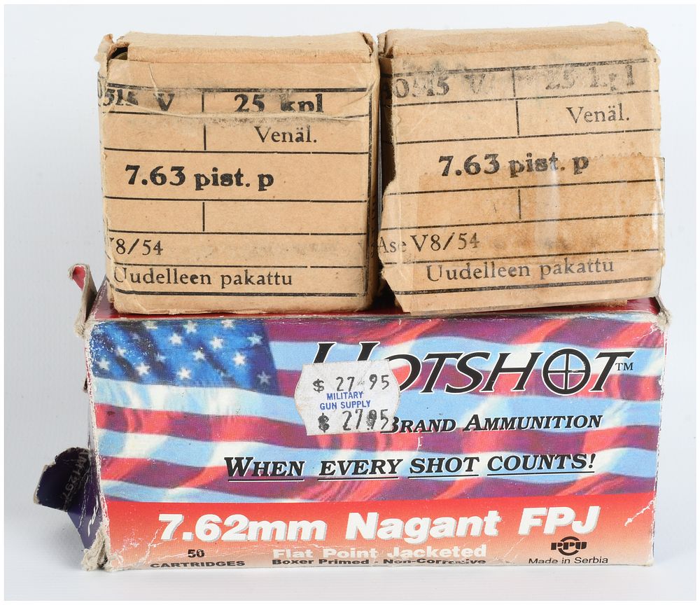 Lot 445: A Lot of 88 Rounds of 7.62mm Nagant and 7.63mm Pistol Ammunition