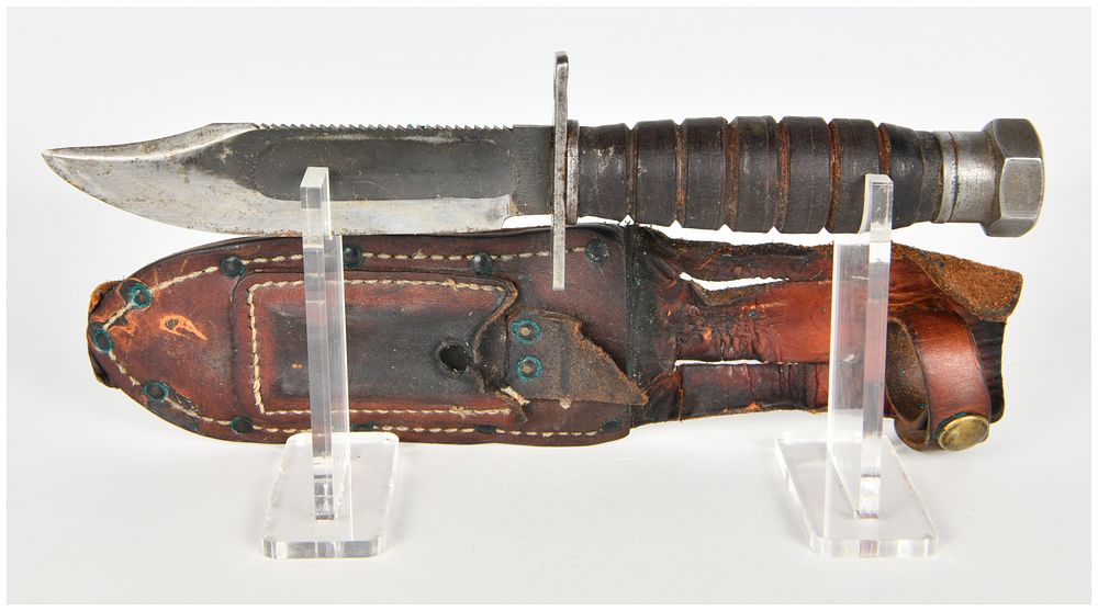 Lot 461: Camillus U.S. Jet Pilot Survival Knife with Leather Sheath
