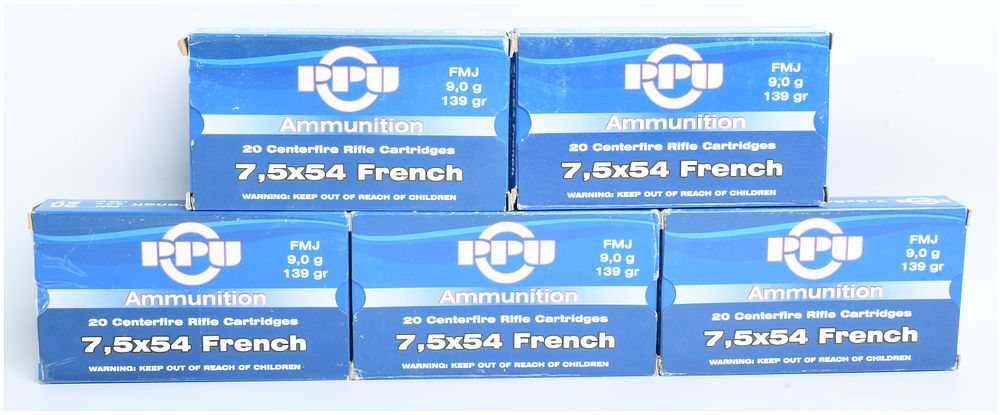 Lot 523: A Lot of 100 Rounds of Prvi Partizan PPU Rifle Ammunition 7.5x54 French