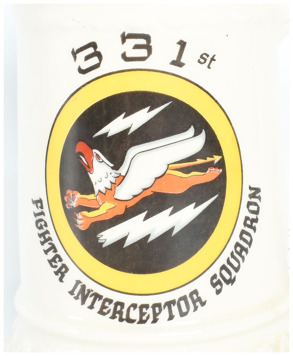Lot 53: One Cold War USAF 331st Fighter-Interceptor Squadron Commemorative Ceramic Beer Stein by Balfour