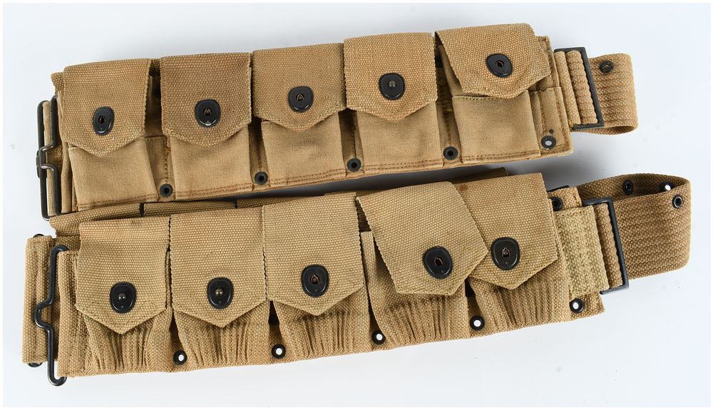Lot 89: A Pair of Original WWI US Army Model 1910 Dismounted Cartridge Belts