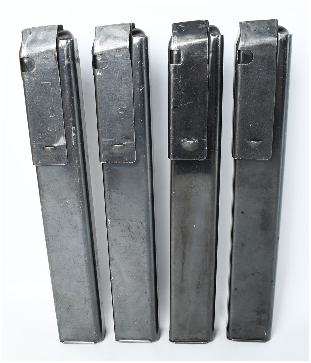 Lot 107: A Lot of 4 Genuine World War II-era 30-round magazine for the M3 "Grease Gun" chambered in .45 ACP